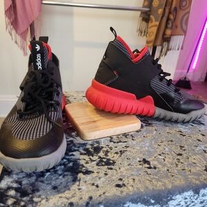 Adidas Black and Red High-Top Sneakers